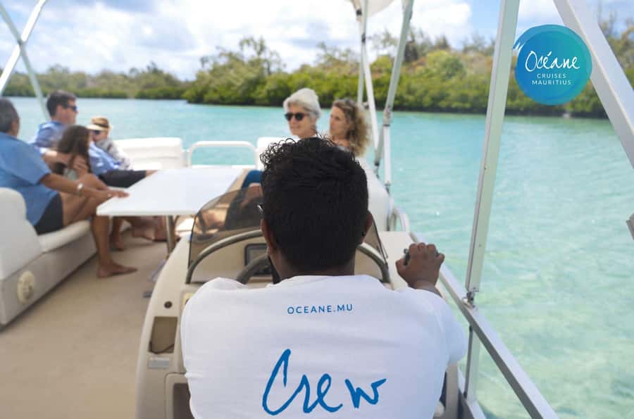 5 Islands Tour: New OCÉANE Private Pontoon Boat cruise - Private pontoon cruising in Mauritius, at the right speed