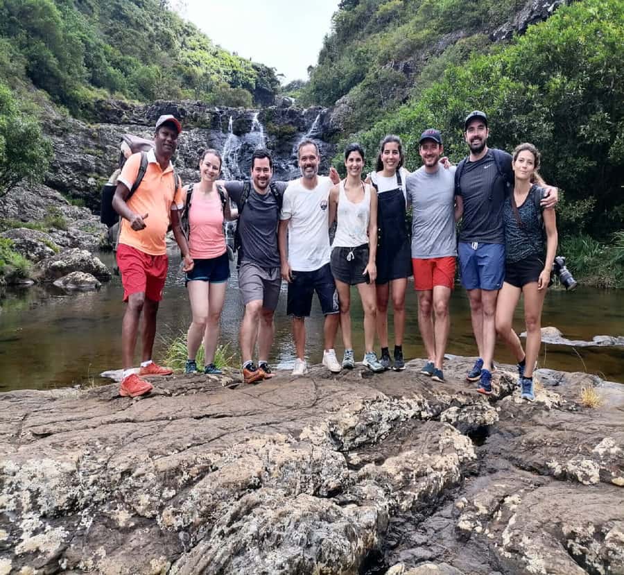 Mauritius: Tamarind Falls Guided Hike with Swim and Lunch - Reaching the seventh waterfall top, the view comes with a serious drop